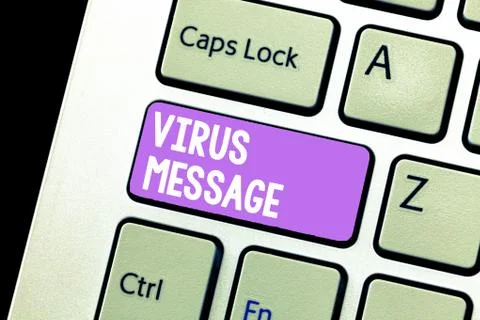 Handwriting text Virus Message. Concept meaning Malicious software program Stockfoto's