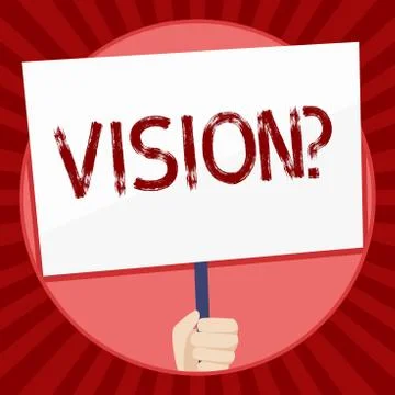 Handwriting text Visionquestion. Concept meaning Company commitment describing 스톡 일러스트