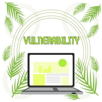 Handwriting text Vulnerability. Concept meaning State of being exposed to the Illustrazione stock