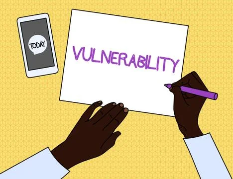 Handwriting text Vulnerability. Concept meaning State of being exposed to the Stock Illustration
