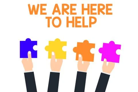 Handwriting text We Are Here To Help. Concept meaning Someone who is always r Illustrazione stock
