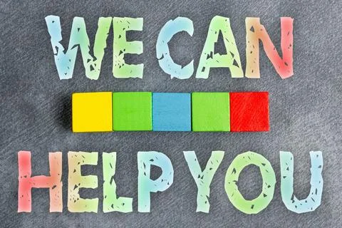 Handwriting text We Can Help You. Business overview offering good assistance to Stockfoto's