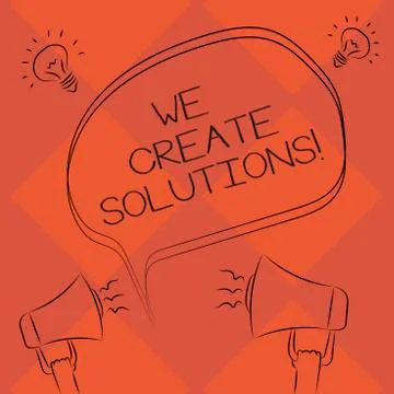 Handwriting text We Create Solutions. Concept meaning way to solve problem or Stock Illustration