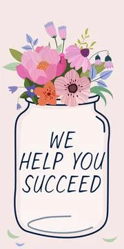 Handwriting text We Help You Succeed. Business idea Aided Supported Funded Stock Illustration