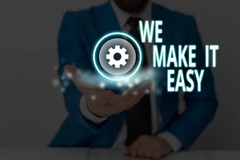 Handwriting text We Make It Easy. Concept meaning Offering solutions Foto stock