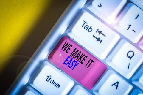 Handwriting text We Make It Easy. Concept meaning Offering solutions Foto stock