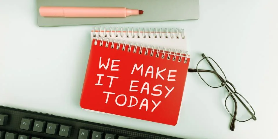 Handwriting text We Make It Easy Today. Internet Concept Offering solutions Stock Photos