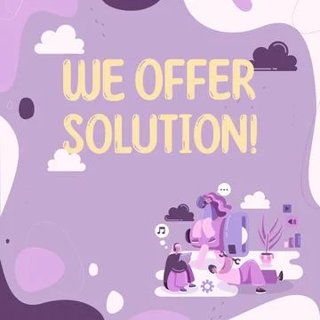Handwriting text We Offer Solution. Business approach give means of solving Stock Illustration