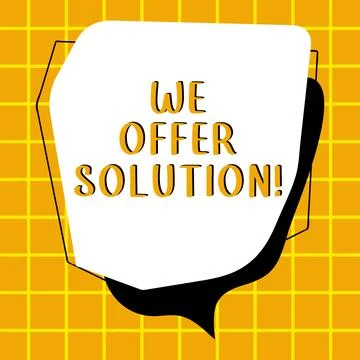 Handwriting text We Offer Solution. Word for give means of solving problem or Stock Illustration