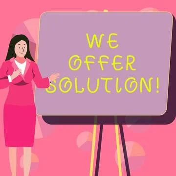 Handwriting text We Offer Solution. Conceptual photo give means of solving Stock Illustration