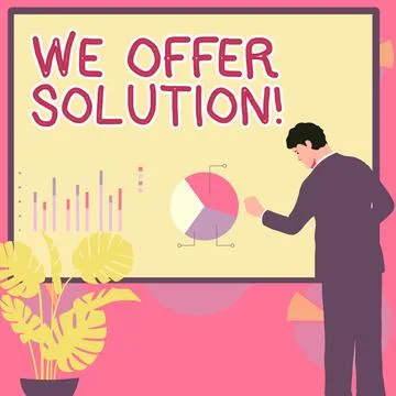 Handwriting text We Offer Solution. Internet Concept give means of solving Stock Illustration