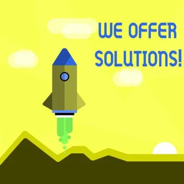 Handwriting text We Offer Solutions. Concept meaning way to solve problem or 스톡 일러스트