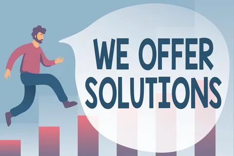 Handwriting text We Offer Solutions. Business approach way to solve problem or 스톡 일러스트