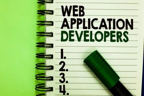 Handwriting text Web Application Developers. Concept meaning Internet program Stock Photos