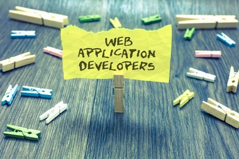 Handwriting text Web Application Developers. Concept meaning Internet program 库存照片