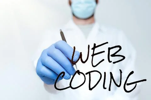 Handwriting text Web Coding. Business idea work involved in developing a web Foto stock