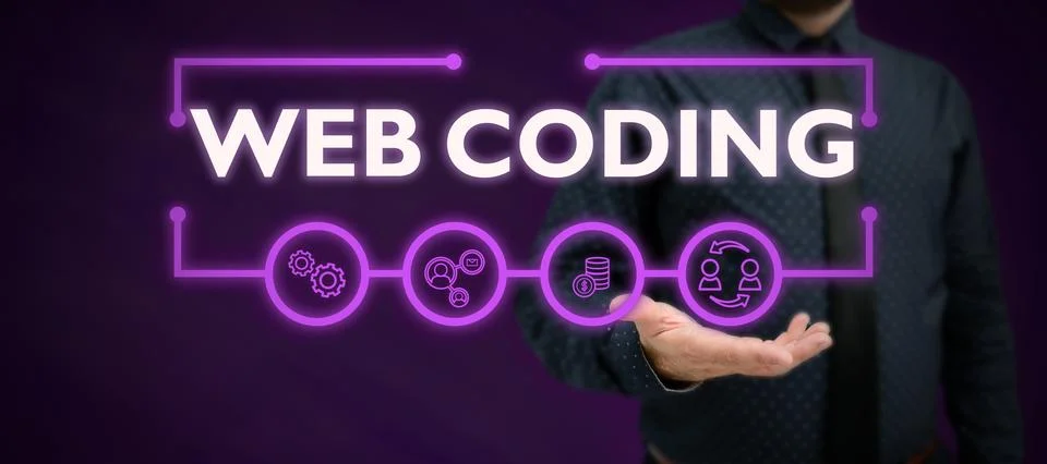 Handwriting text Web Coding. Business overview work involved in developing a web Stock Photos