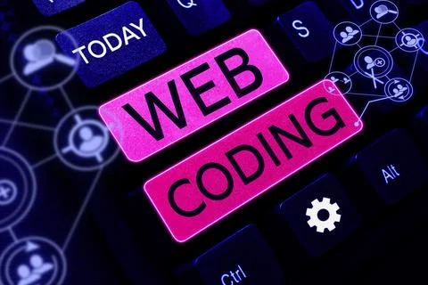 Handwriting text Web Coding. Business idea work involved in developing a web Stock Photos