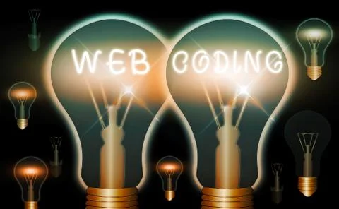 Handwriting text Web Coding. Concept meaning a system of symbols and rules used Stock Illustration
