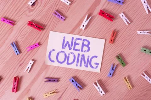 Handwriting text Web Coding. Concept meaning a system of symbols and rules used Stock-Fotos