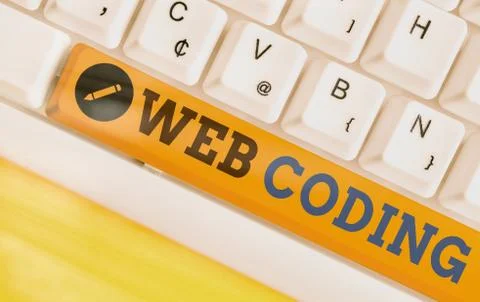 Handwriting text Web Coding. Concept meaning a system of symbols and rules used Stock Photos