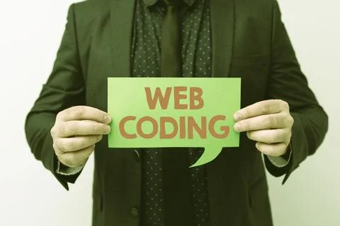 Handwriting text Web Coding. Concept meaning work involved in developing a web Foto stock