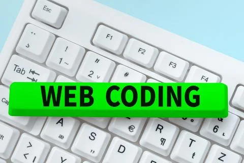 Handwriting text Web Coding. Concept meaning work involved in developing a web Stock Photos