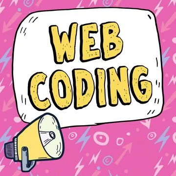 Handwriting text Web Coding. Conceptual photo work involved in developing a web Stock-Illustration