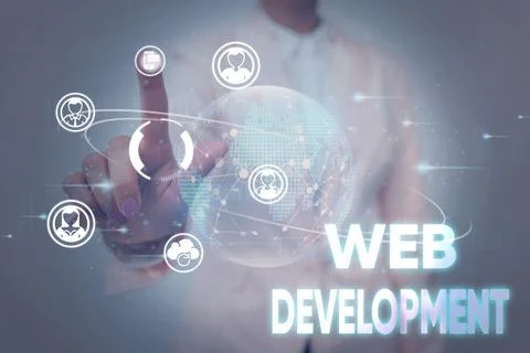 Handwriting text Web Development. Business showcase dealing with developing Stock Photos