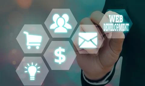 Handwriting text Web Development. Concept meaning work involved in developing a Stock Photos