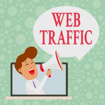 Handwriting text Web Traffic. Concept meaning Amount of data sent and received Stockillustratie