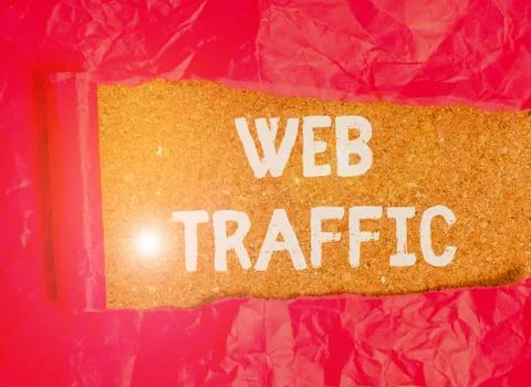 Handwriting text Web Traffic. Concept meaning the amount of data sent and Stock Photos
