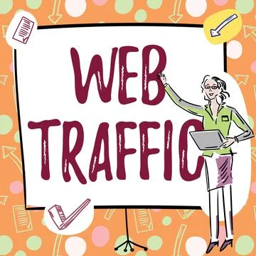 Handwriting text Web Traffic. Internet Concept Amount of data sent and received Stockillustratie