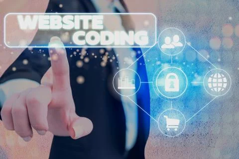 Handwriting text Website Coding. Concept meaning system of symbols and rules Stock Photos