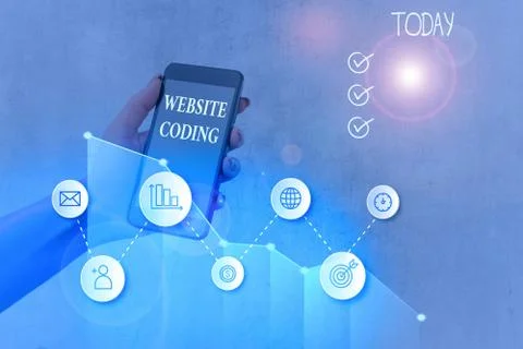 Handwriting text Website Coding. Concept meaning system of symbols and rules Stock Photos