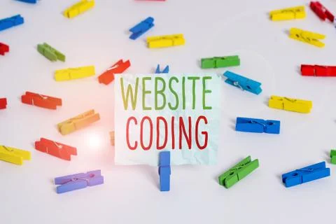 Handwriting text Website Coding. Concept meaning system of symbols and rules Stock-Fotos