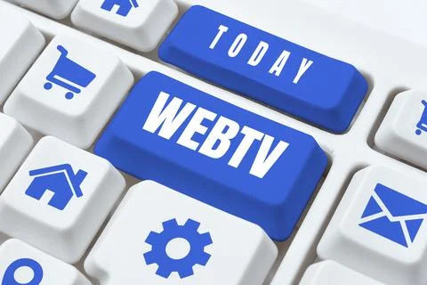 Handwriting text Webtv. Concept meaning Internet transmission programs produced Stock Photos