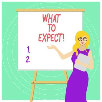 Handwriting text What To Expect. Concept meaning asking about regard something Stock Illustration