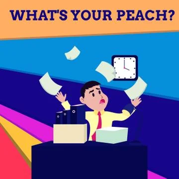 Handwriting text What S Is Your Peach question. Concept meaning an exceptionally Stock Illustration