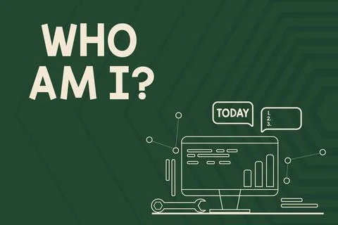 Handwriting text Who Am I Question. Business overview asking about self identity 스톡 일러스트