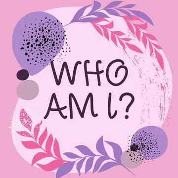 Handwriting text Who Am I Question. Business concept asking about self identity Stock Illustration