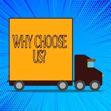 Handwriting text Why Choose Us Question. Concept meaning list of advantages and Ilustração Stock