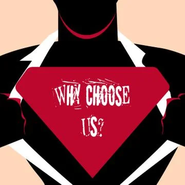 Handwriting text Why Choose Us Question. Concept meaning list of advantages and Ilustração Stock
