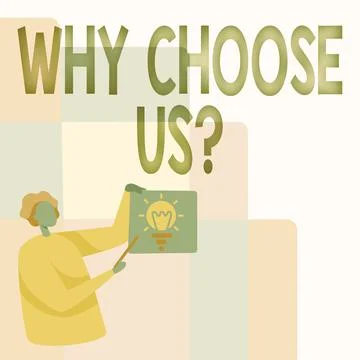 Handwriting text Why Choose Us Question. Business showcase list of advantages Ilustração Stock