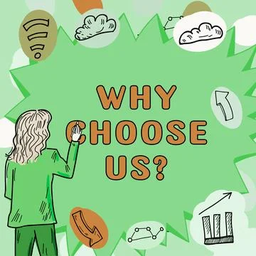 Handwriting text Why Choose Us. Business showcase Reasons for choosing our brand Ilustração Stock