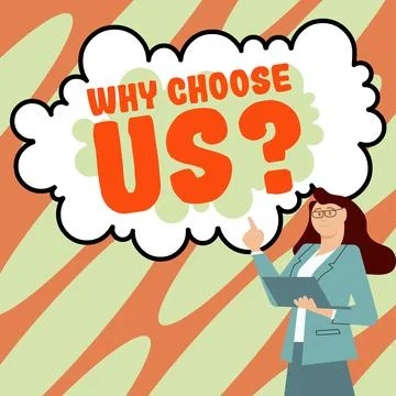Handwriting text Why Choose Us. Business concept Reasons for choosing our brand Ilustração Stock