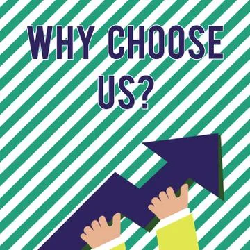 Handwriting text Why Choose Usquestion. Concept meaning Reasons to select our Ilustração Stock