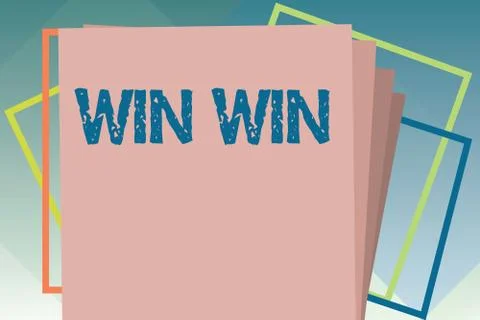 Handwriting text Win Win. Concept meaning Strategy for both parts obtain 스톡 일러스트