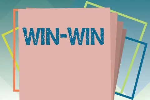 Handwriting text Win Win. Concept meaning Strategy for both parts obtain 스톡 일러스트