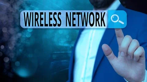 Handwriting text Wireless Network. Concept meaning computer network that uses Stock Photos